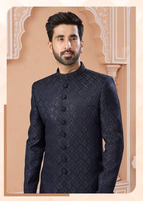 Havy sherwani set with handwork on colour & botton with stone work wedding sherwani 2
