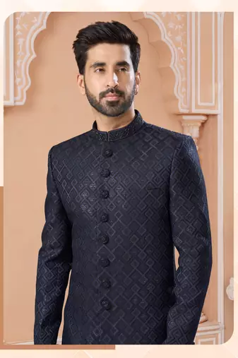 Havy sherwani set with handwork on colour & botton with stone work wedding sherwani