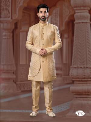 Full computer star work jacket style indowestern set with thread and stone work with fancy botton 1
