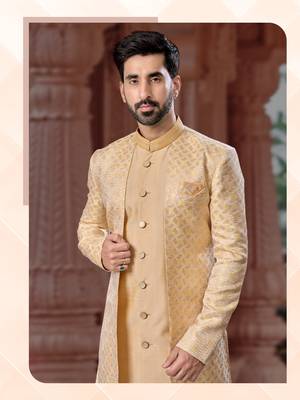 Full computer star work jacket style indowestern set with thread and stone work with fancy botton 2