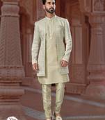 Full computer star work jacket style indowestern set with thread and stone work