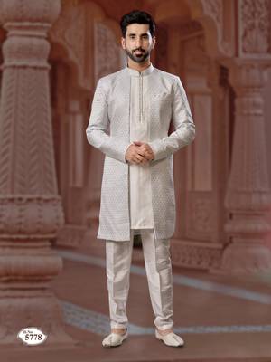 Full computer star work jacket style indowestern set with thread and stone work with potali botton 1