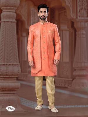 Full computer star work jacket style indowestern set with thread and stone work with potali botton 1