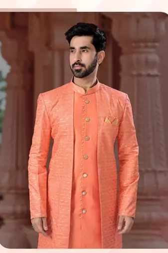 Full computer star work jacket style indowestern set with thread and stone work with potali botton
