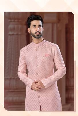 havy indowestern sherwani set with thread, star work & zari work with fancy botton 2