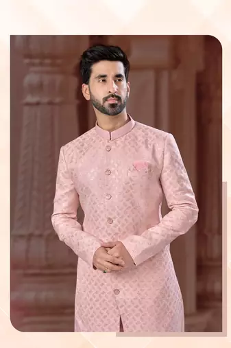 havy indowestern sherwani set with thread, star work & zari work with fancy botton
