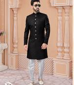 Full computer star work indowestern sherwani set with thread and stone work