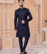 Havy indowestern sherwani set with thread, star work & zari work with fancy botton