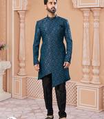 Havy indowestern sherwani set with thread, star work & zari work with fancy botton