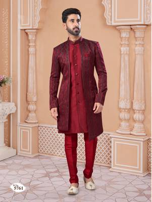 jacket style indowestern set with thread work & fancy botton 1