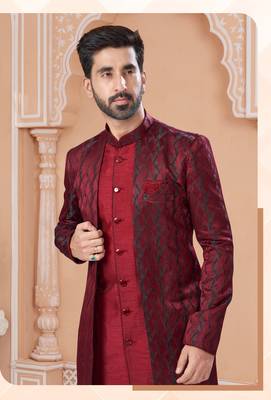 jacket style indowestern set with thread work & fancy botton 2