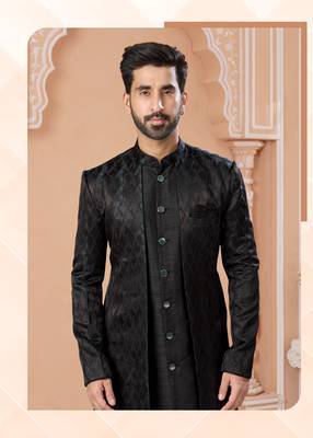 jacket style indowestern set with thread work & fancy botton 2