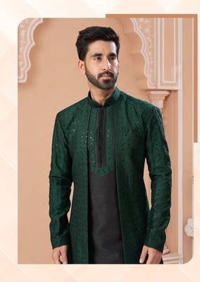 Full computer star work jacket style indowestern set with thread and stone work with potali botton 2