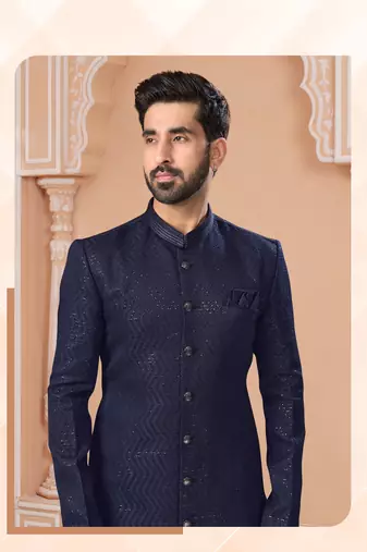 Havy sherwani set with thread, star work & zari work with fancy botton
