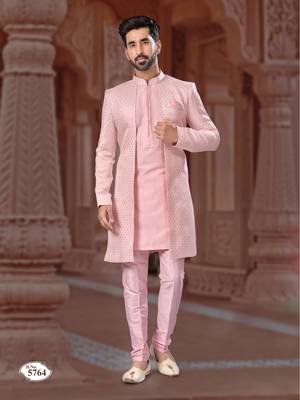Full computer star work jacket style indowestern set with thread and stone work with potali botton 1
