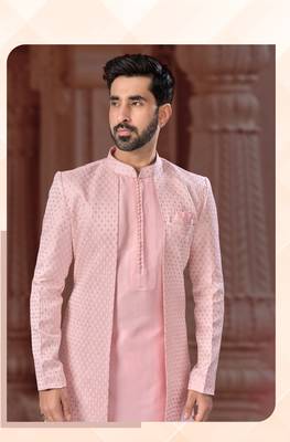 Full computer star work jacket style indowestern set with thread and stone work with potali botton 2