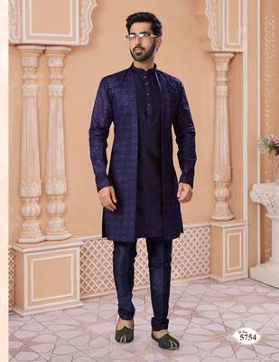 Full computer star work jacket style indowestern set with thread and stone work with fancy botton 1