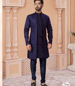 Full computer star work jacket style indowestern set with thread and stone work with fancy botton