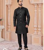 Full computer star work indowestern sherwani set with thread and stone work with fancy botton