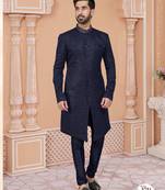 Havy indowestern sherwani set with thread, star work & zari work with fancy botton