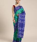 Hand Dyed Green & Blue Bandhani Silk Sustainable Saree
