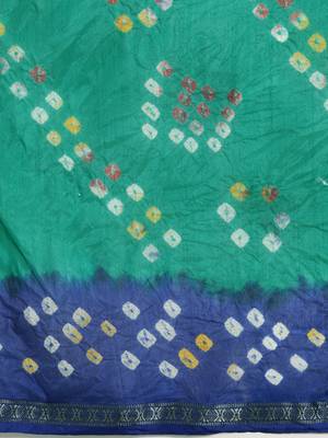 Hand Dyed Green & Blue Bandhani Silk Sustainable Saree 3