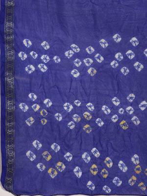 Hand Dyed Green & Blue Bandhani Silk Sustainable Saree 4