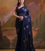 Navy Blue Soft Georgette Sequence Work Saree