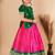 baby Girls Green New south Indian traditional pattu pavadai Jacquard Lehenga Choli for Kids Dress