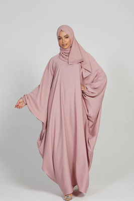 modest city classic baggy abaya with elastic sleeves baby pink 1