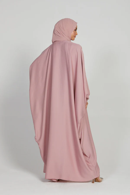 modest city classic baggy abaya with elastic sleeves baby pink 2