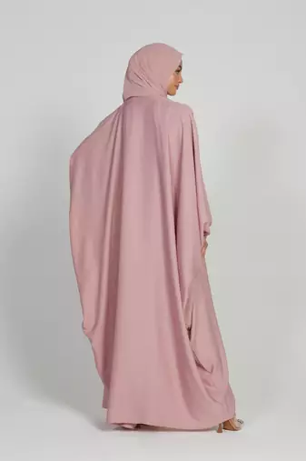 modest city classic baggy abaya with elastic sleeves baby pink