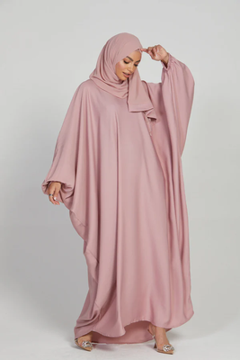 modest city classic baggy abaya with elastic sleeves baby pink 3