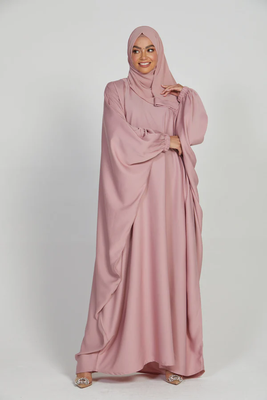 modest city classic baggy abaya with elastic sleeves baby pink 4