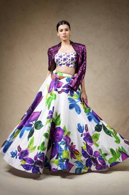 Hand Embroidered Silk Lehenga With Jacket, Blouse 1