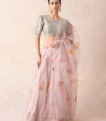 Embroidered Blouse With Organza Lehenga, Dupatta