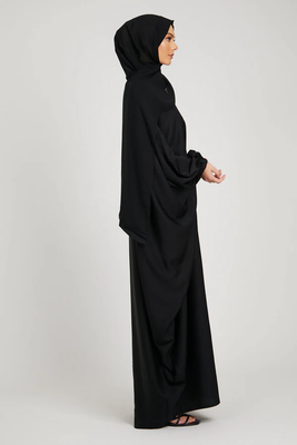 Classic Baggy Abaya Black with elastic Sleeves, Hijab Firdous 3