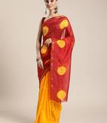 Hand Dyed Red & Yellow Bandhani Silk Sustainable Saree