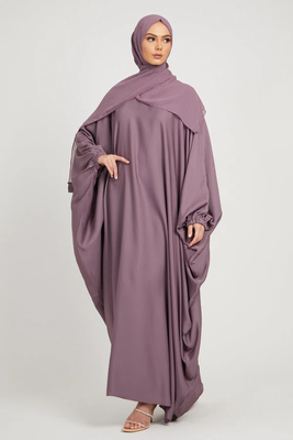 Mauve Crepe Plain Abaya 1