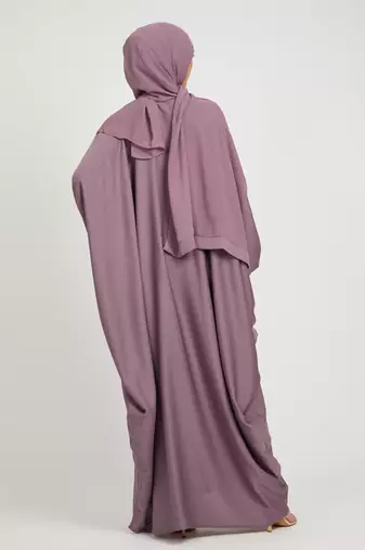 Mauve Crepe Plain Abaya