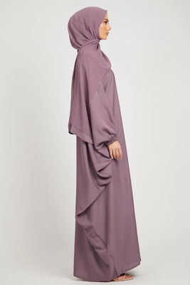 Mauve Crepe Plain Abaya 3