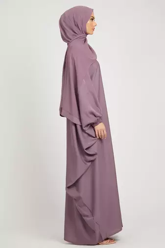 Mauve Crepe Plain Abaya