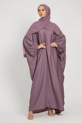 Mauve Crepe Plain Abaya 4