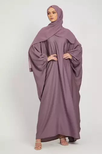 Mauve Crepe Plain Abaya