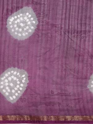 Hand Dyed Purple & Grey Bandhani Silk Saree 3