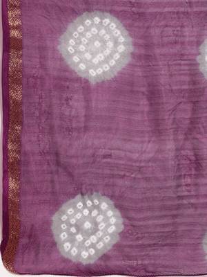 Hand Dyed Purple & Grey Bandhani Silk Saree 4