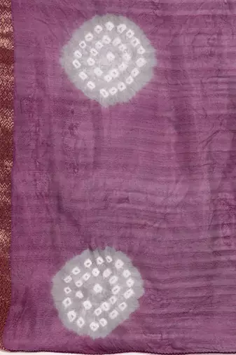 Hand Dyed Purple & Grey Bandhani Silk Saree