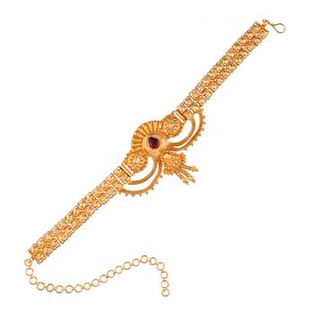 Golden handmade bridal bajuband (armlet)- one gram gold 3