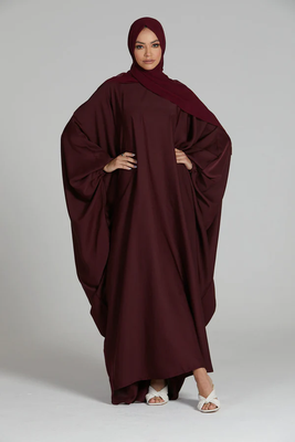 Maroon Crepe Plain Abaya  for Women 1