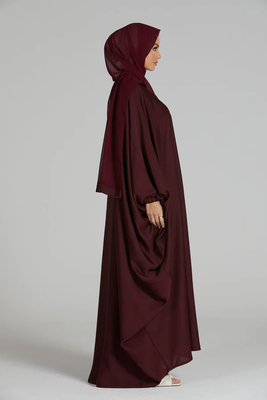 Maroon Crepe Plain Abaya  for Women 3